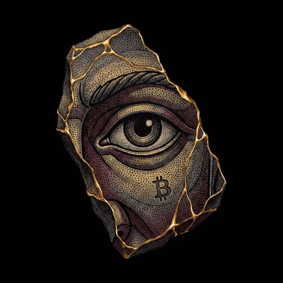 Crypto Relic – Fragment Zero, a gold-seamed stone fragment wrapped in leather straps and wax seals, not yet revealed